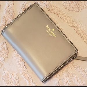 New grey Kate Spade wallet with glitter trim